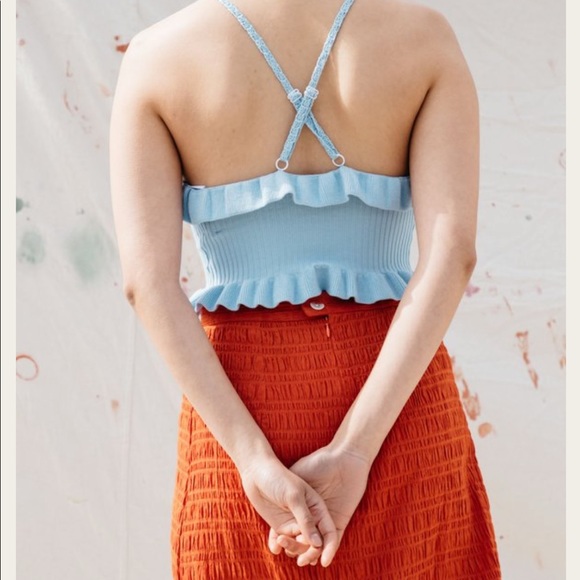 House of Sunny Palma Blue Crochet Knit Ruffle Tank *RARE FIND!!!* - Picture 2 of 8